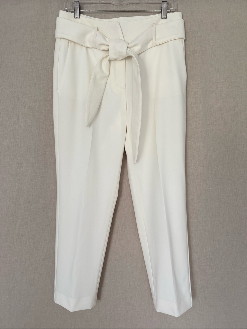 DKNY Cream Belted Ankle Pants | Fully Lined Trousers | Neutral | Classic - Picture 2 of 14